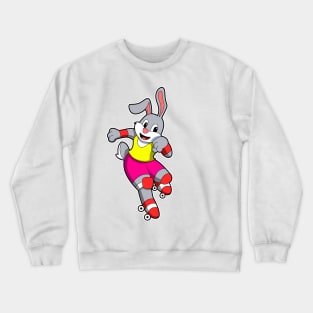 Rabbit at Inline skating with Inline skates & Helm Crewneck Sweatshirt